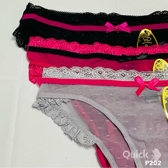 NWT 6 pc Polka Dots Mesh Lace Trim Panties - Picture 2 of 9